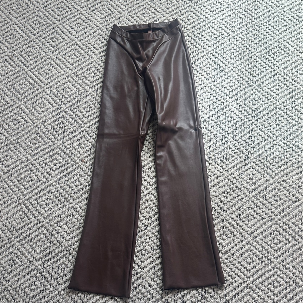 SKIMS Chocolate Faux Leather Flare Pants